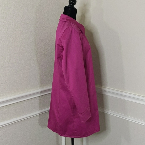 Pink Trench Coat Mid Jacket Tailored Blazer Spring Summer Floral Print Tweed Y2K - Picture 6 of 17